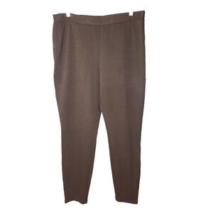 Chico's So Slimming Brown Ponte Ankle Leg Seams Pant Stretch Support Size 2